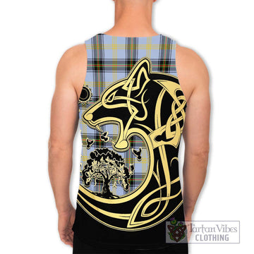 Bell Tartan Men's Tank Top with Family Crest Celtic Wolf Style - Tartan Vibes Clothing