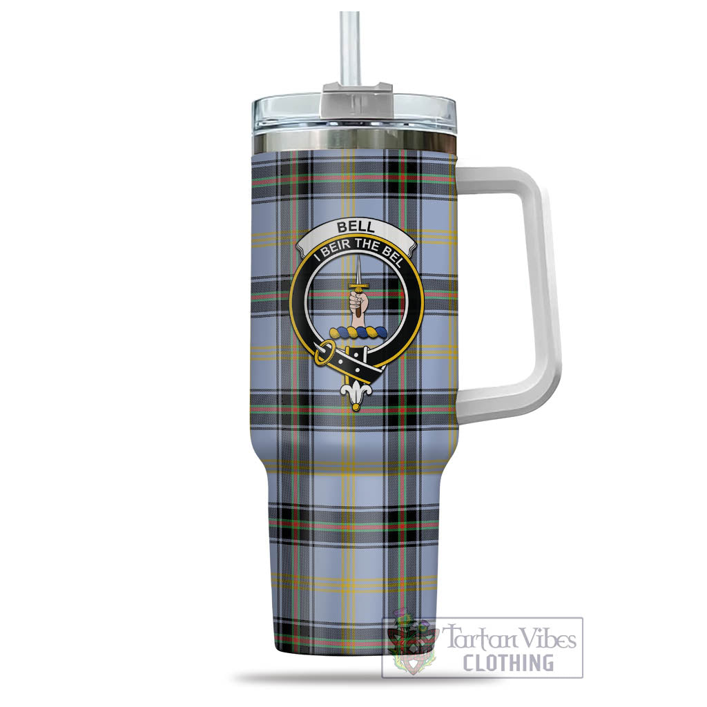 Tartan Vibes Clothing Bell Tartan and Family Crest Tumbler with Handle