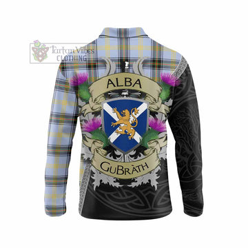 Bell Tartan Family Crest Long Sleeve Polo Shirt Lion Rampant Royal Thistle Shield Celtic Inspired