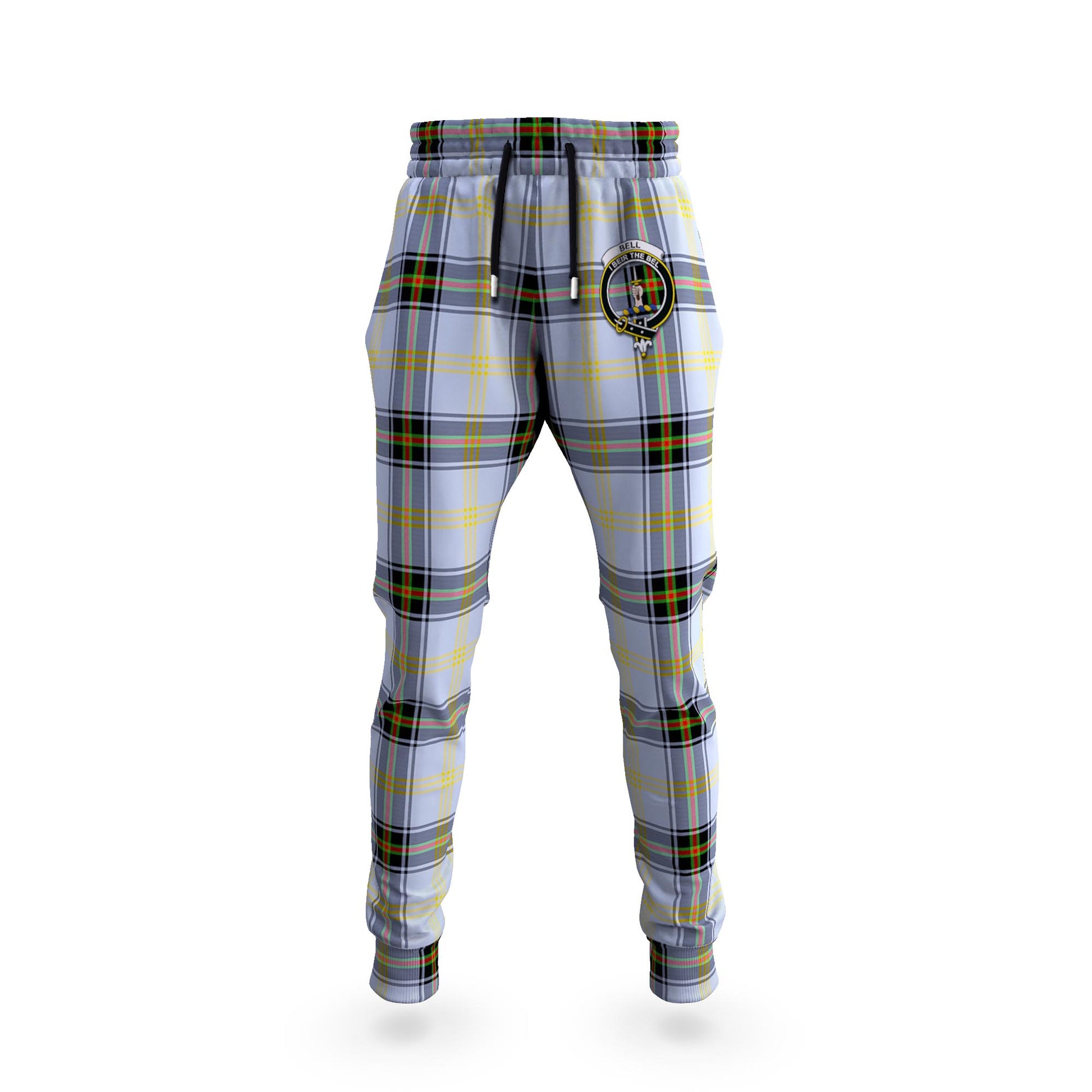 Bell Tartan Joggers Pants with Family Crest 5XL - Tartan Vibes Clothing
