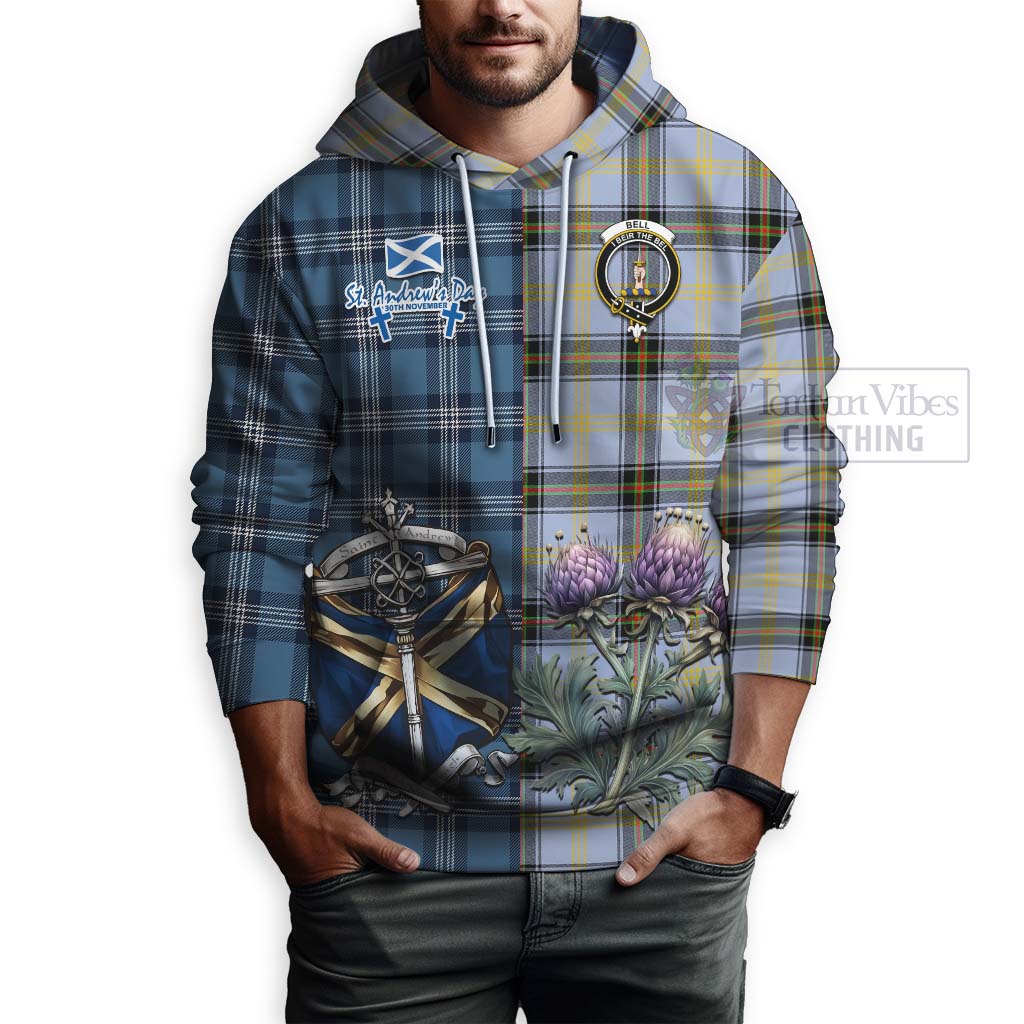 Tartan Vibes Clothing Bell Tartan Hoodie Happy St. Andrew's Day Half Tartan Style