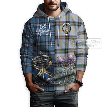 Tartan Vibes Clothing Bell Tartan Hoodie Happy St. Andrew's Day Half Tartan Style