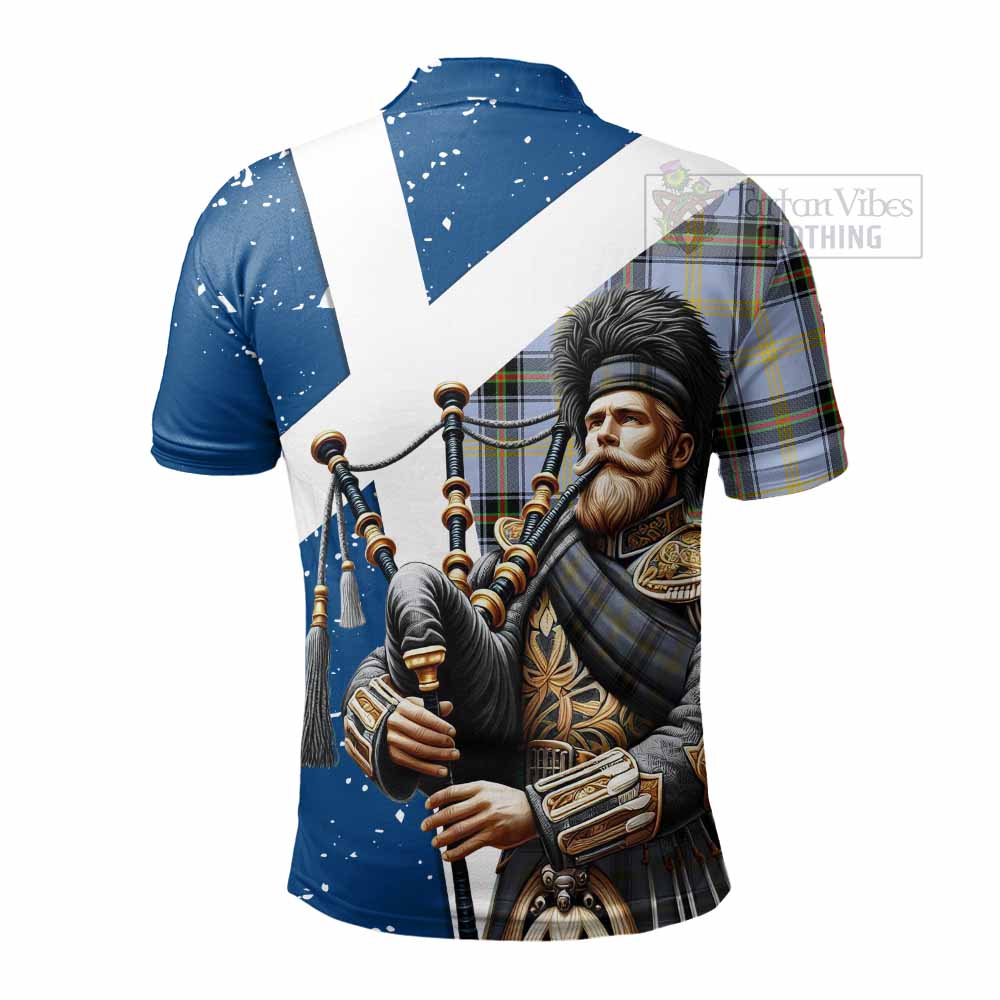 Tartan Vibes Clothing Bell Tartan Polo Shirt with Family Crest Scottish Bagpiper Vibes