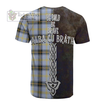 Bell Tartan Family Crest Cotton T-shirt Alba Gu Brath Be Brave Lion Ancient Style