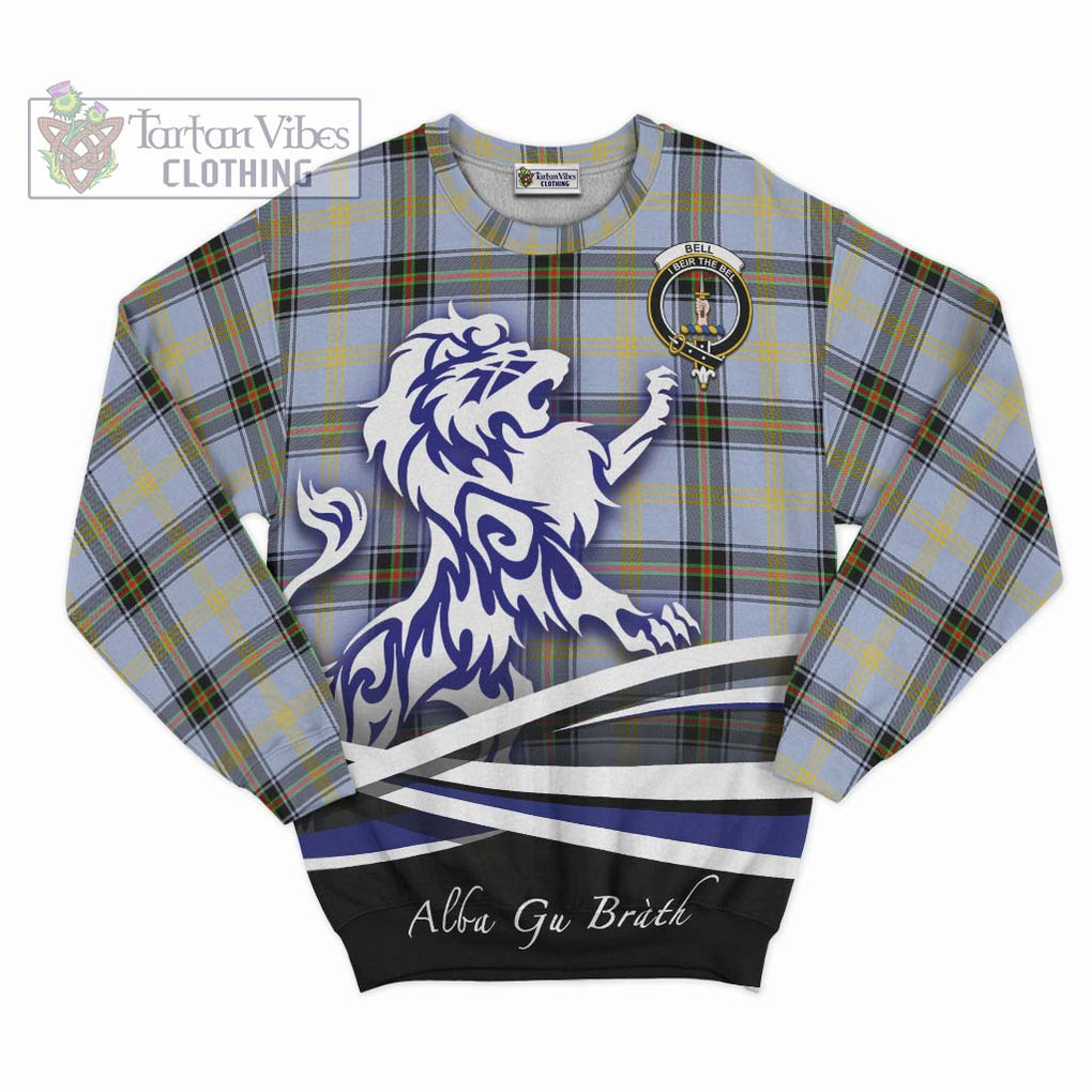 Bell Tartan Sweatshirt with Alba Gu Brath Regal Lion Emblem - Tartanvibesclothing Shop