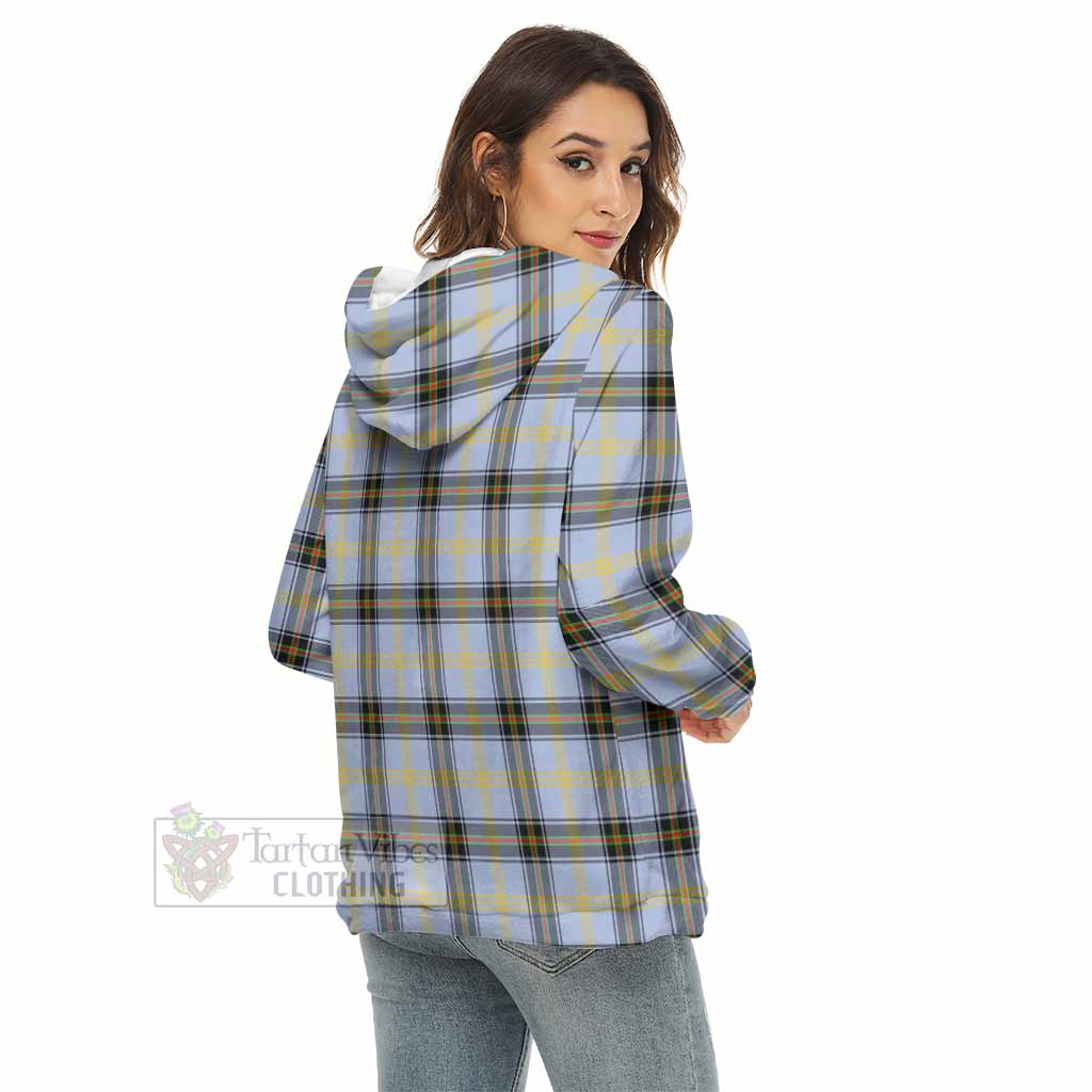 Tartan Vibes Clothing Bell Tartan Crest Women's Borg  Half Zip Fleece Hoodie
