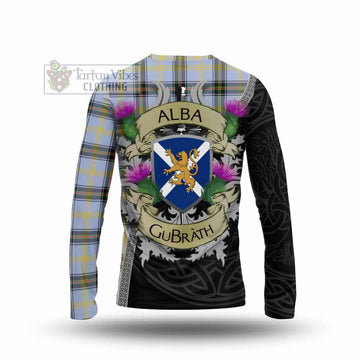 Bell Tartan Family Crest Long Sleeve T-Shirt Lion Rampant Royal Thistle Shield Celtic Inspired