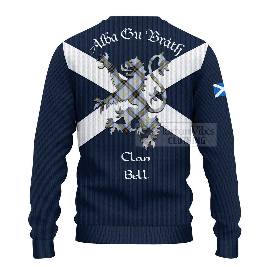 Tartan Vibes Clothing Bell Tartan Lion Rampant Knitted Sweater – Proudly Display Your Heritage with Alba Gu Brath and Clan Name
