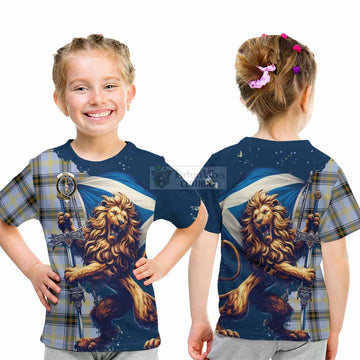 Tartan Vibes Clothing Bell Tartan Family Crest Kid T-Shirt with Scottish Majestic Lion