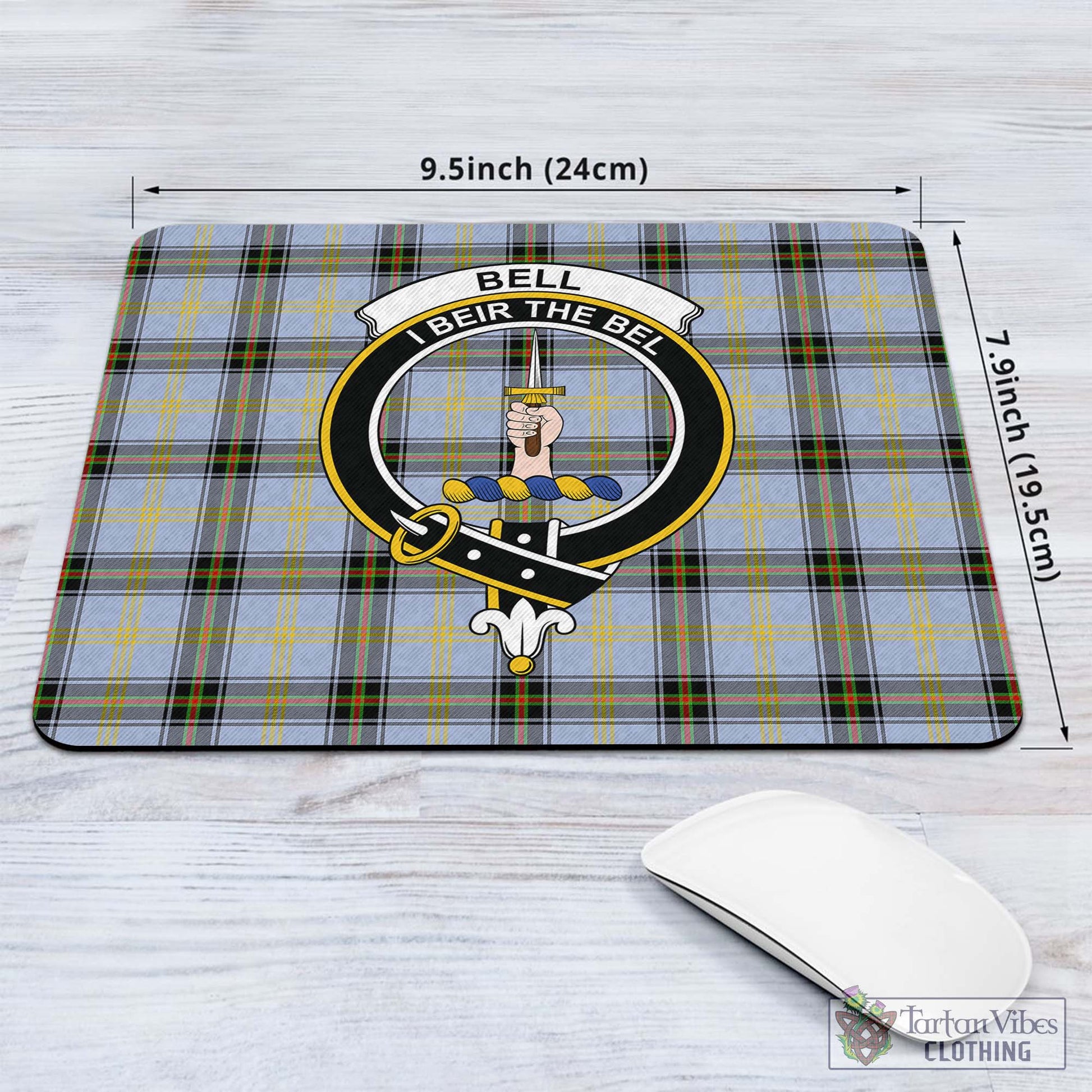 Tartan Vibes Clothing Bell Tartan Mouse Pad with Family Crest