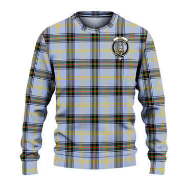 Bell Tartan Knitted Sweater with Family Crest - Tartanvibesclothing