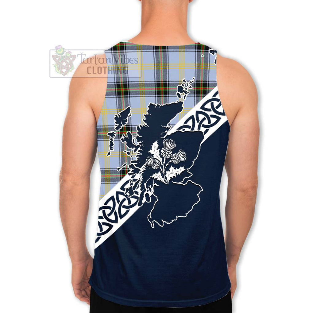 Tartan Vibes Clothing Bell Tartan Men's Tank Top Featuring Thistle and Scotland Map