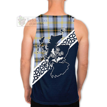 Tartan Vibes Clothing Bell Tartan Men's Tank Top Featuring Thistle and Scotland Map