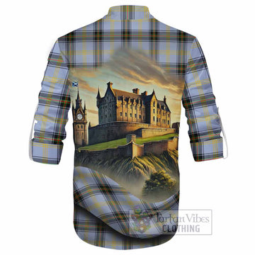 Tartan Vibes Clothing Bell Tartan Family Crest Ghillie Kilt Shirt with Scottish Ancient Castle Style