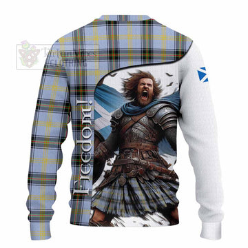 Tartan Vibes Clothing Bell Crest Tartan Knitted Sweater Inspired by the Freedom of Scottish Warrior