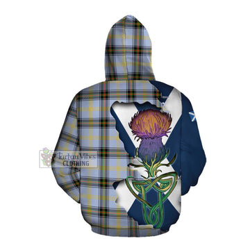 Tartan Vibes Clothing Bell Tartan Family Crest Cotton Hoodie Scottish Thistle Celtic Inspired