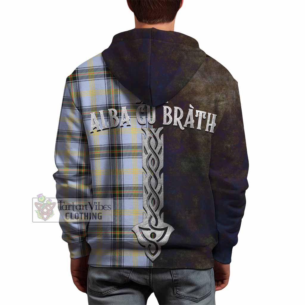 Tartan Vibes Clothing Bell Tartan Family Crest Hoodie Alba Gu Brath Be Brave Lion Ancient Style