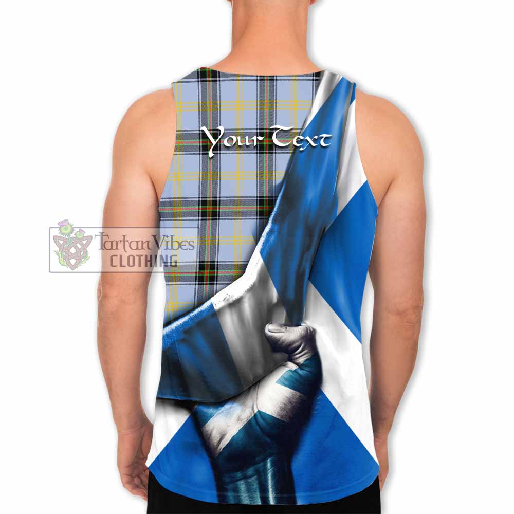 Tartan Vibes Clothing Bell Tartan Men's Tank Top with Family Crest Scotland Patriotic Style