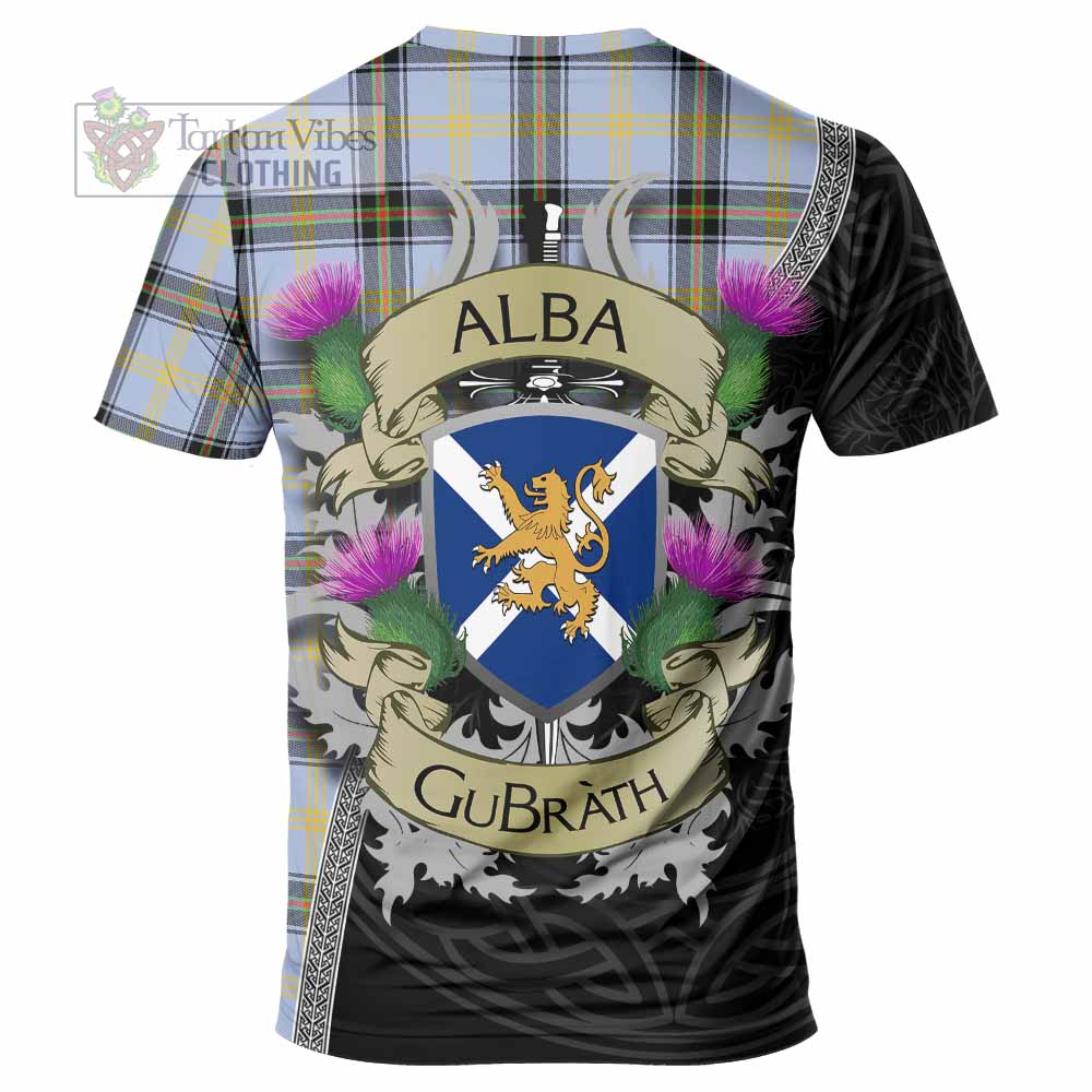 Tartan Vibes Clothing Bell Tartan Family Crest T-Shirt Lion Rampant Royal Thistle Shield Celtic Inspired