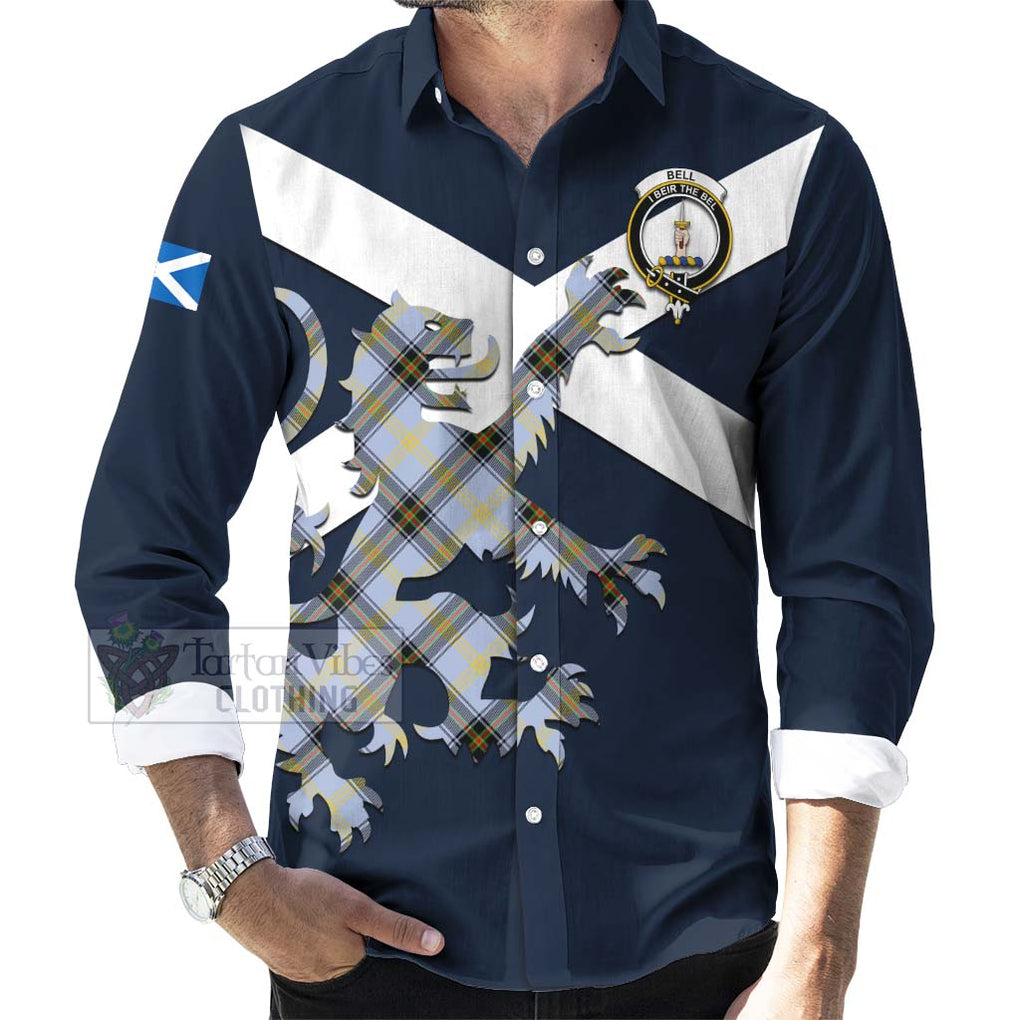 Tartan Vibes Clothing Bell Tartan Lion Rampant Long Sleeve Button Shirt – Proudly Display Your Heritage with Alba Gu Brath and Clan Name