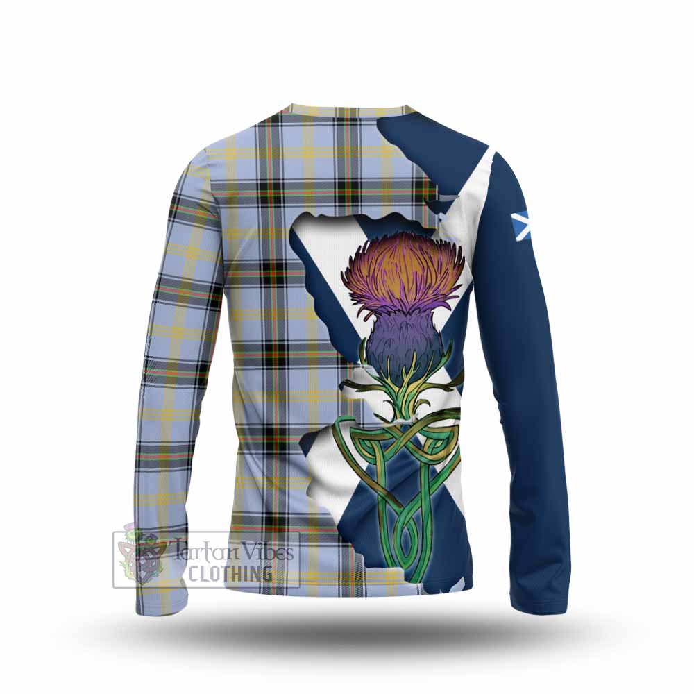 Tartan Vibes Clothing Bell Tartan Family Crest Long Sleeve T-Shirt Scottish Thistle Celtic Inspired