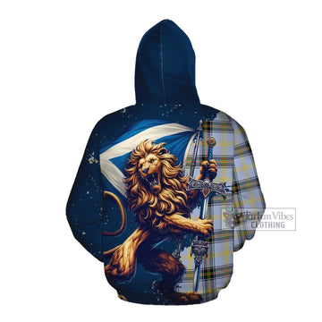 Tartan Vibes Clothing Bell Tartan Family Crest Cotton Hoodie with Scottish Majestic Lion