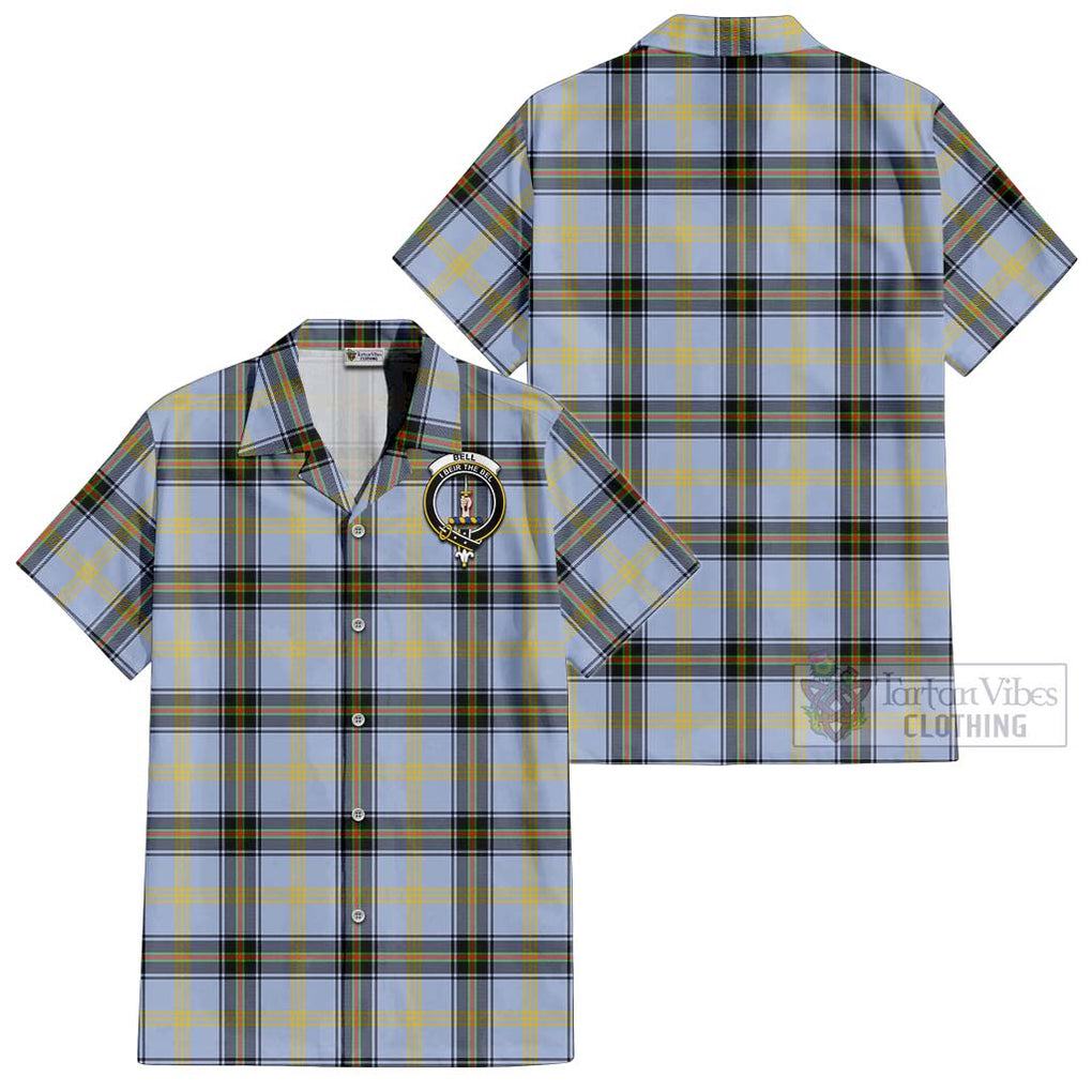 Bell Tartan Cotton Hawaiian Shirt with Family Crest Kid - Tartan Vibes Clothing