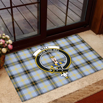 Bell Tartan Rubber Doormat with Family Crest