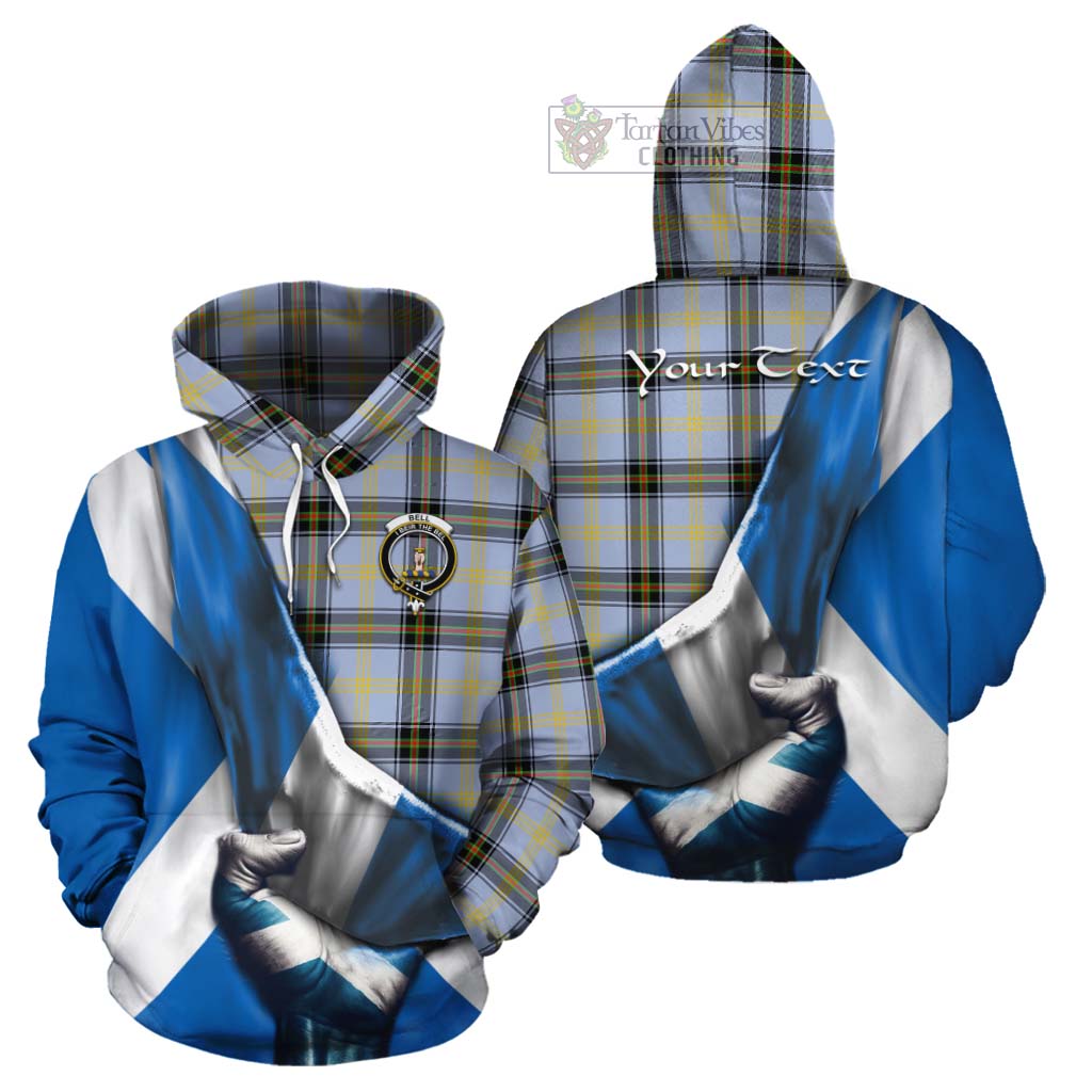 Tartan Vibes Clothing Bell Tartan Cotton Hoodie with Family Crest Scotland Patriotic Style