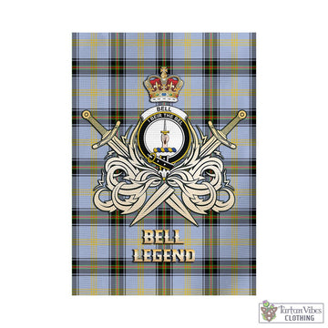 Bell Tartan Garden Flag with Clan Crest and the Golden Sword of Courageous Legacy