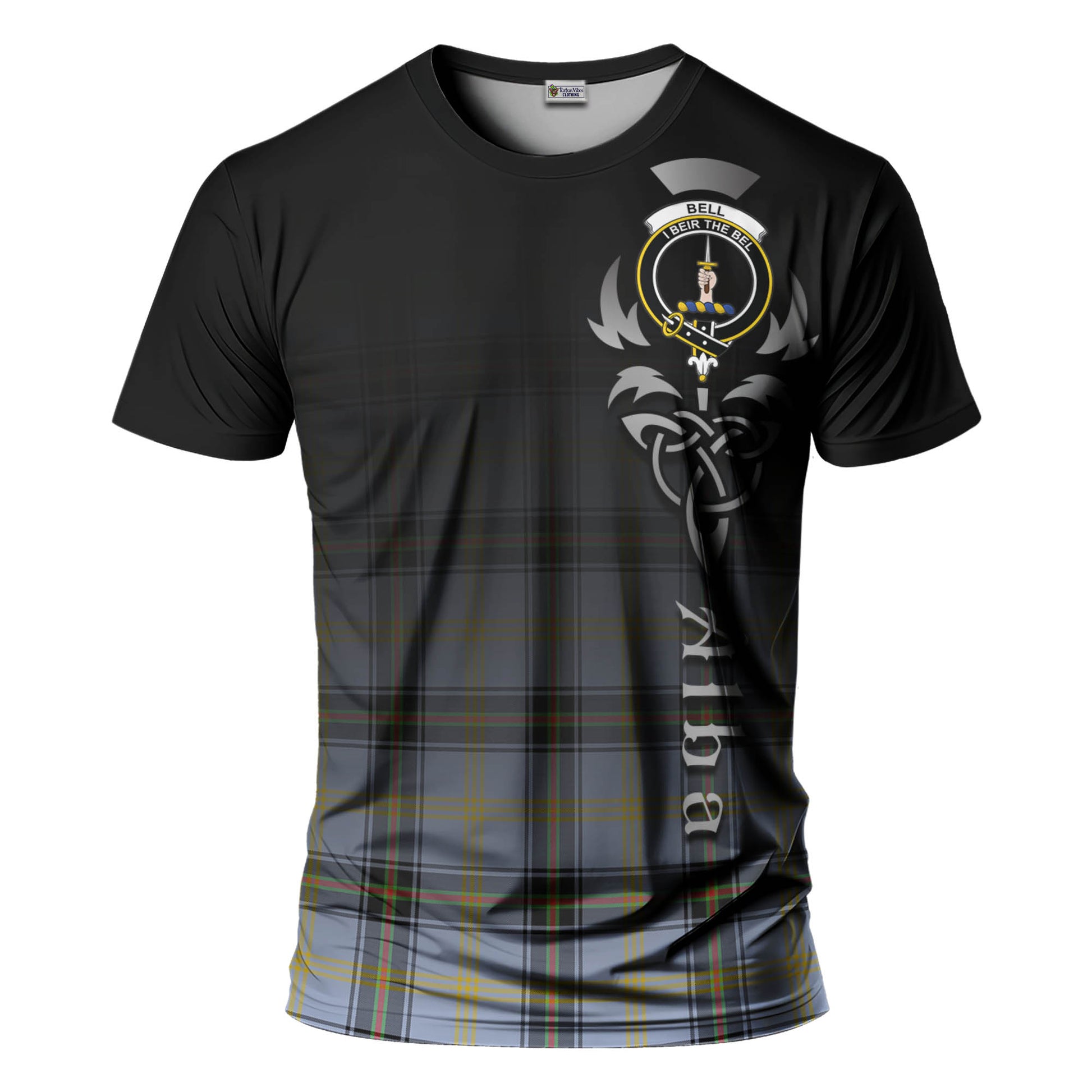 Tartan Vibes Clothing Bell Tartan T-Shirt Featuring Alba Gu Brath Family Crest Celtic Inspired