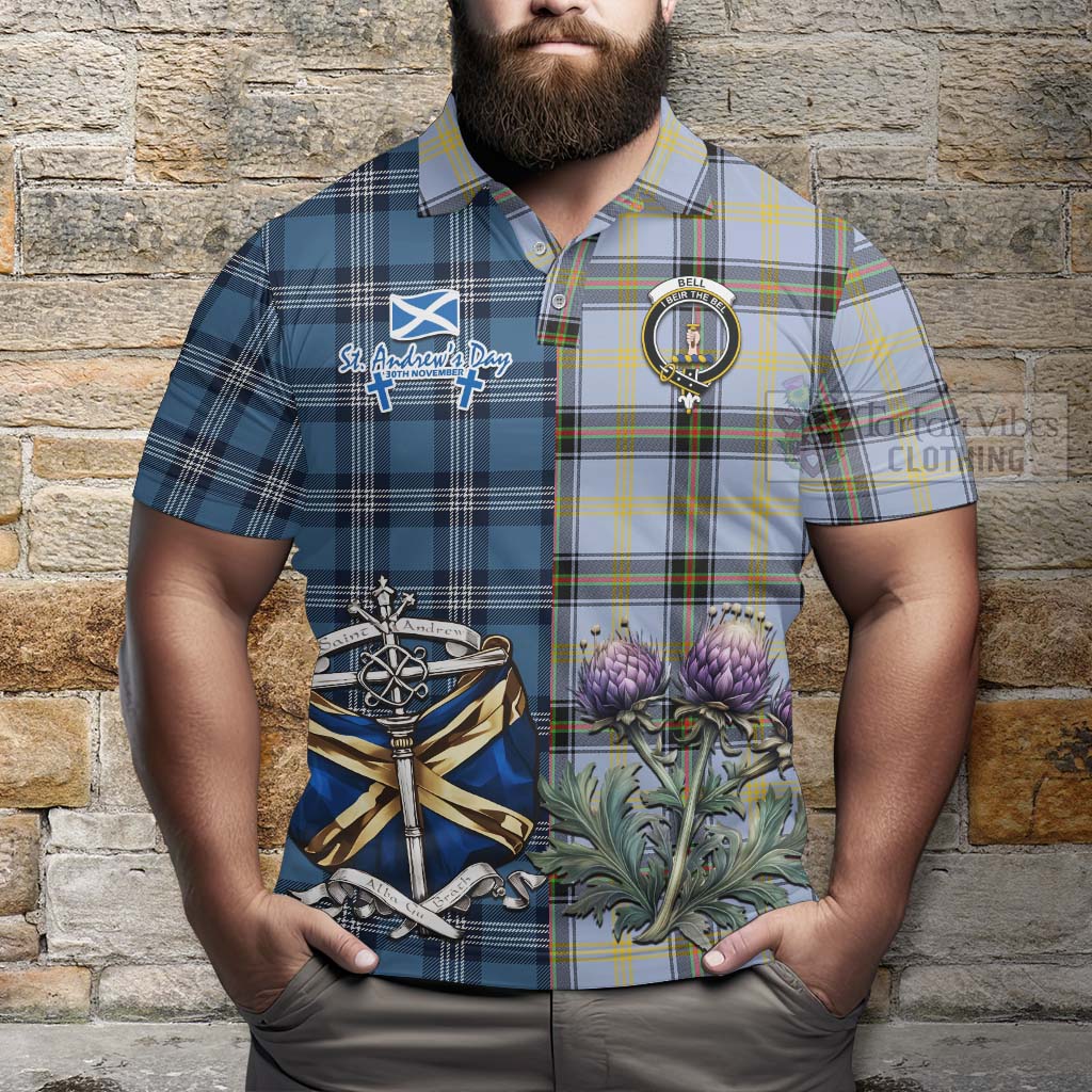 Tartan Vibes Clothing Bell Tartan Polo Shirt Happy St. Andrew's Day Half Tartan Style