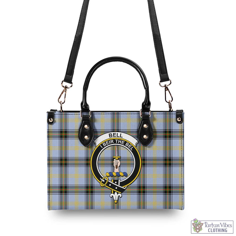 Tartan Vibes Clothing Bell Tartan Luxury Leather Handbags with Family Crest