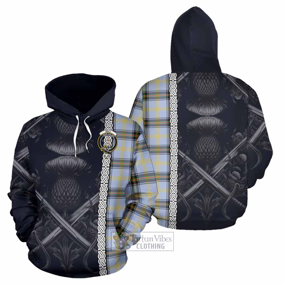 Tartan Vibes Clothing Bell Tartan Hoodie with Family Crest Cross Sword Thistle Celtic Vibes