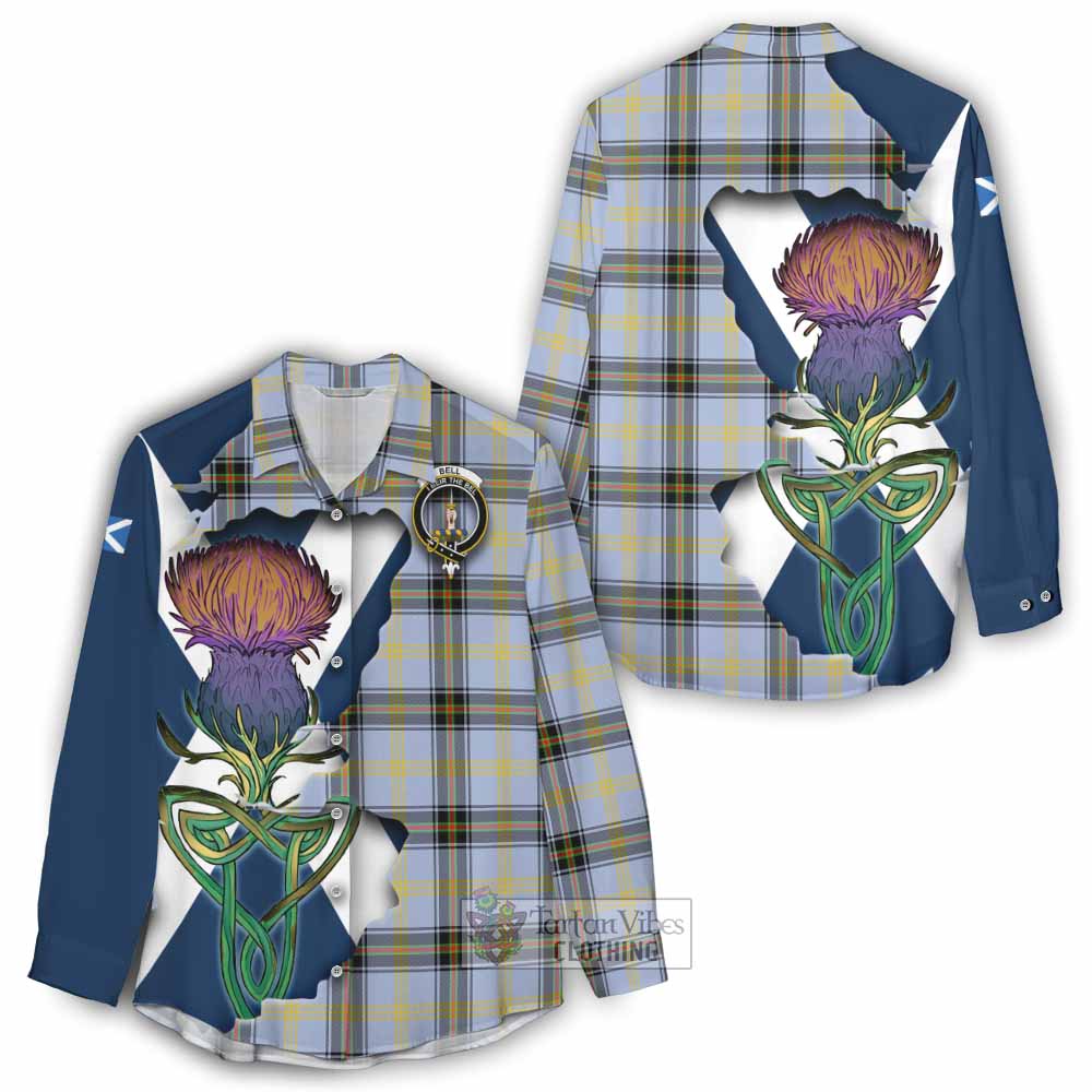 Tartan Vibes Clothing Bell Tartan Family Crest Women's Casual Shirt Scottish Thistle Celtic Inspired