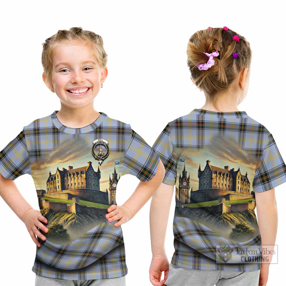 Tartan Vibes Clothing Bell Tartan Family Crest Kid T-Shirt with Scottish Ancient Castle Style
