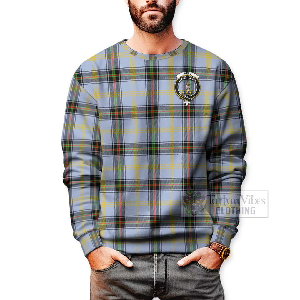 Tartan Vibes Clothing Bell Tartan Sweatshirt with Family Crest Celtic Skull Style