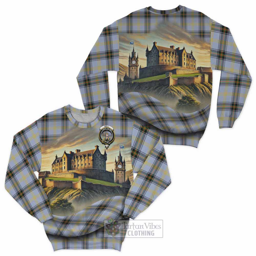 Tartan Vibes Clothing Bell Tartan Family Crest Sweatshirt with Scottish Ancient Castle Style