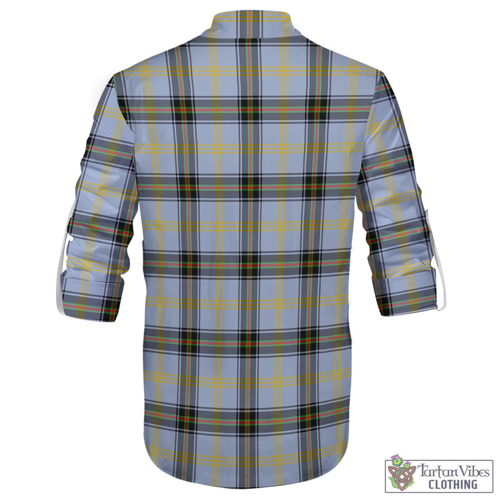 Tartan Vibes Clothing Bell Tartan Men's Scottish Traditional Jacobite Ghillie Kilt Shirt with Family Crest