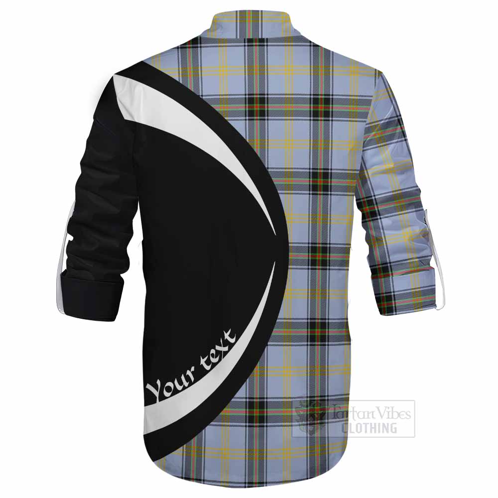 Tartan Vibes Clothing Bell Tartan Ghillie Kilt Shirt with Family Crest Circle Style