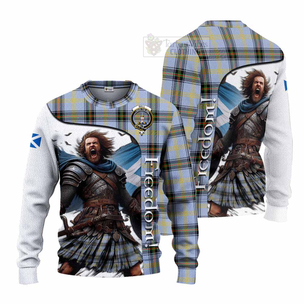 Tartan Vibes Clothing Bell Crest Tartan Knitted Sweater Inspired by the Freedom of Scottish Warrior
