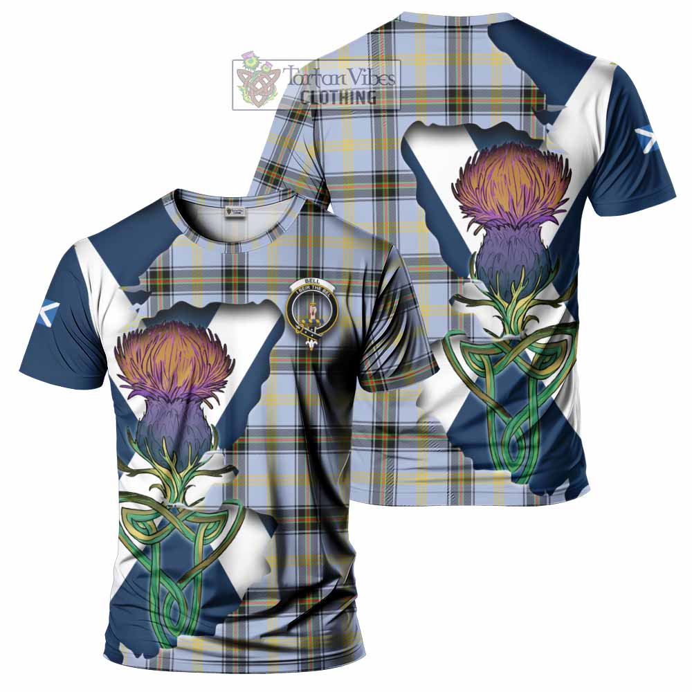 Tartan Vibes Clothing Bell Tartan Family Crest T-Shirt Scottish Thistle Celtic Inspired