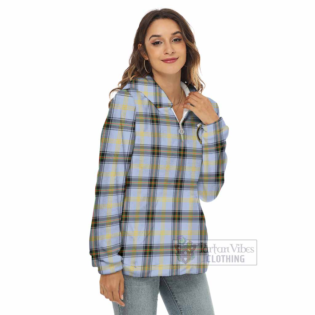 Tartan Vibes Clothing Bell Tartan Crest Women's Borg  Half Zip Fleece Hoodie