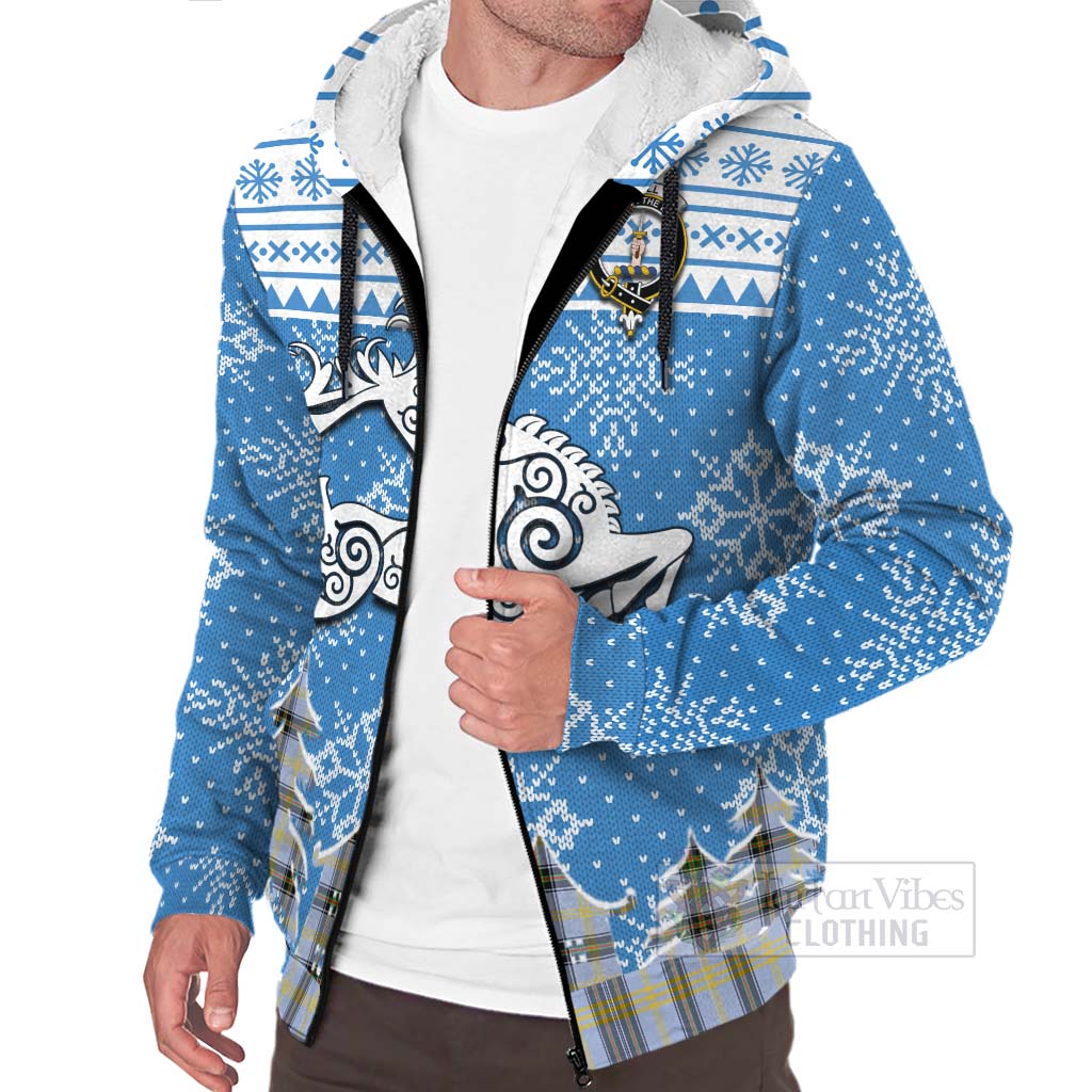 Tartan Vibes Clothing Bell Clan Christmas Sherpa Hoodie Celtic Reindeer Style