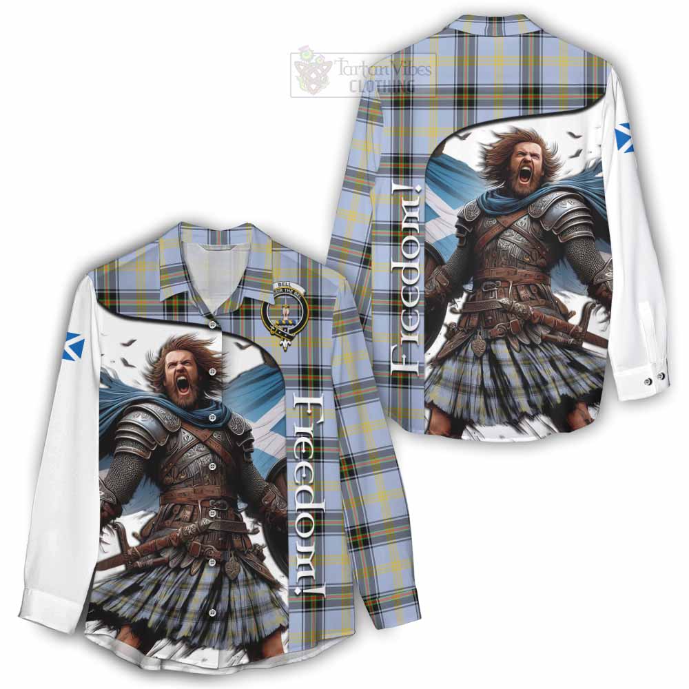 Tartan Vibes Clothing Bell Crest Tartan Women's Casual Shirt Inspired by the Freedom of Scottish Warrior