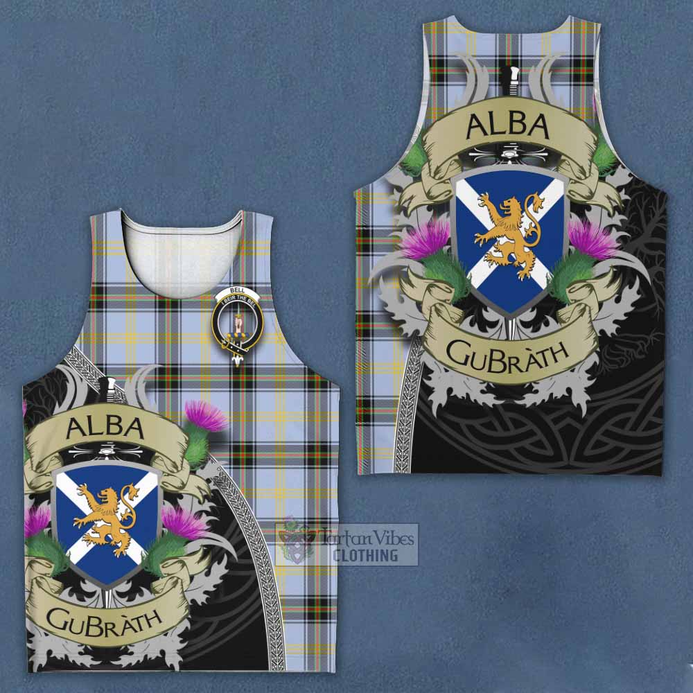 Tartan Vibes Clothing Bell Tartan Family Crest Men's Tank Top Lion Rampant Royal Thistle Shield Celtic Inspired