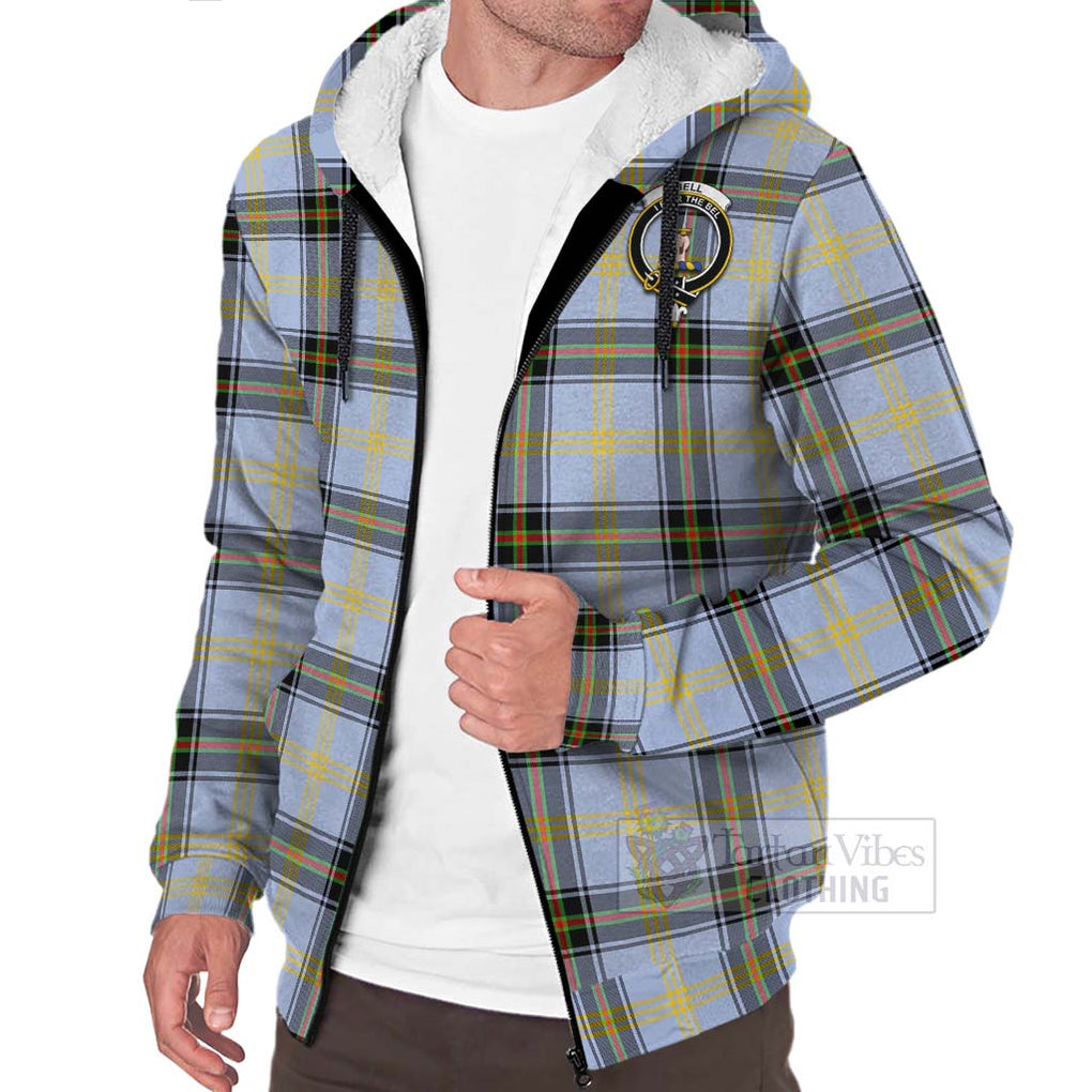 Tartan Vibes Clothing Bell Tartan Sherpa Hoodie with Family Crest Celtic Skull Style