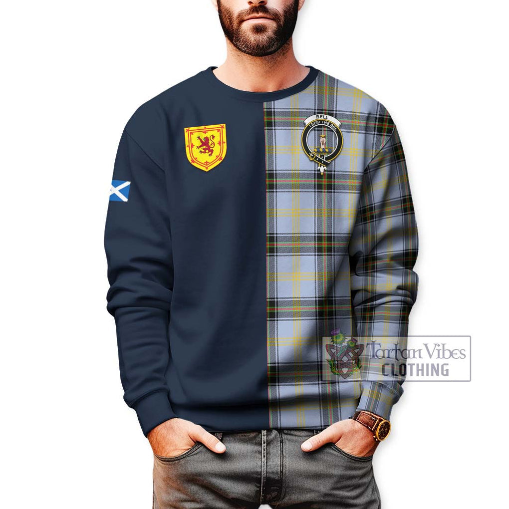 Tartan Vibes Clothing Bell Tartan Sweatshirt with Scottish Lion Royal Arm Half Style