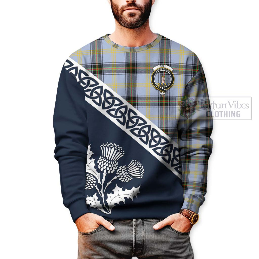 Tartan Vibes Clothing Bell Tartan Sweatshirt Featuring Thistle and Scotland Map