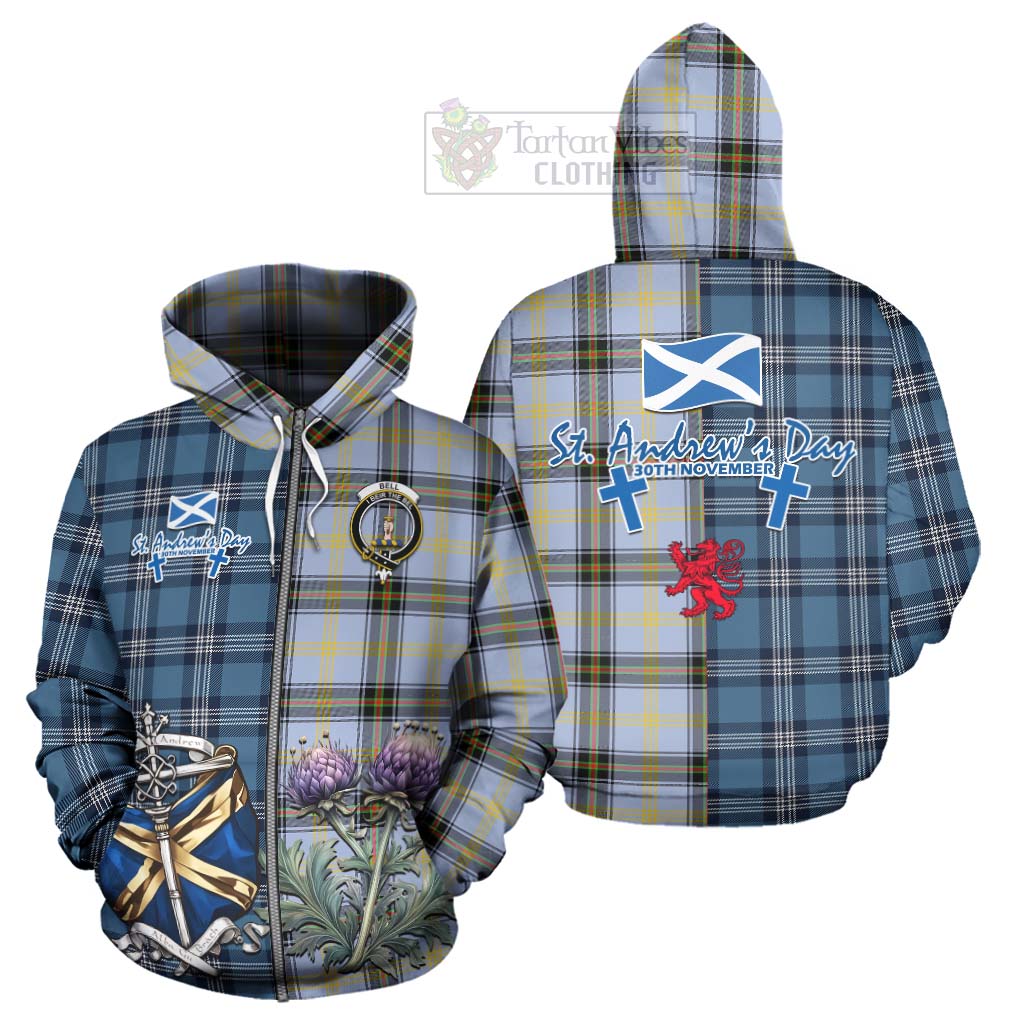 Tartan Vibes Clothing Bell Tartan Hoodie Happy St. Andrew's Day Half Tartan Style